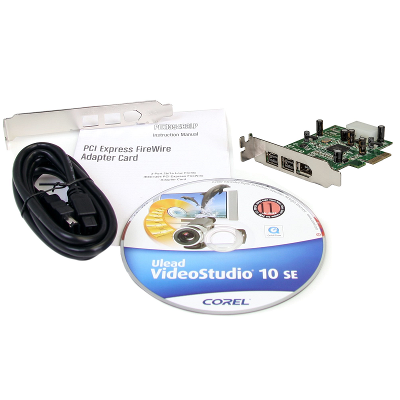StarTech PEX1394B3LP 3 Port 2b 1a Low Profile 1394 PCI Express FireWire Card Adapter